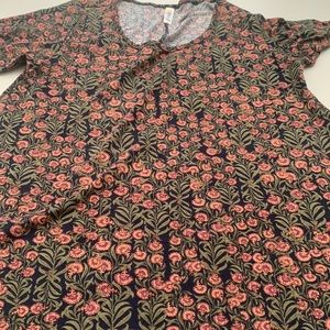 Floral pink and green lularoe perfect tee